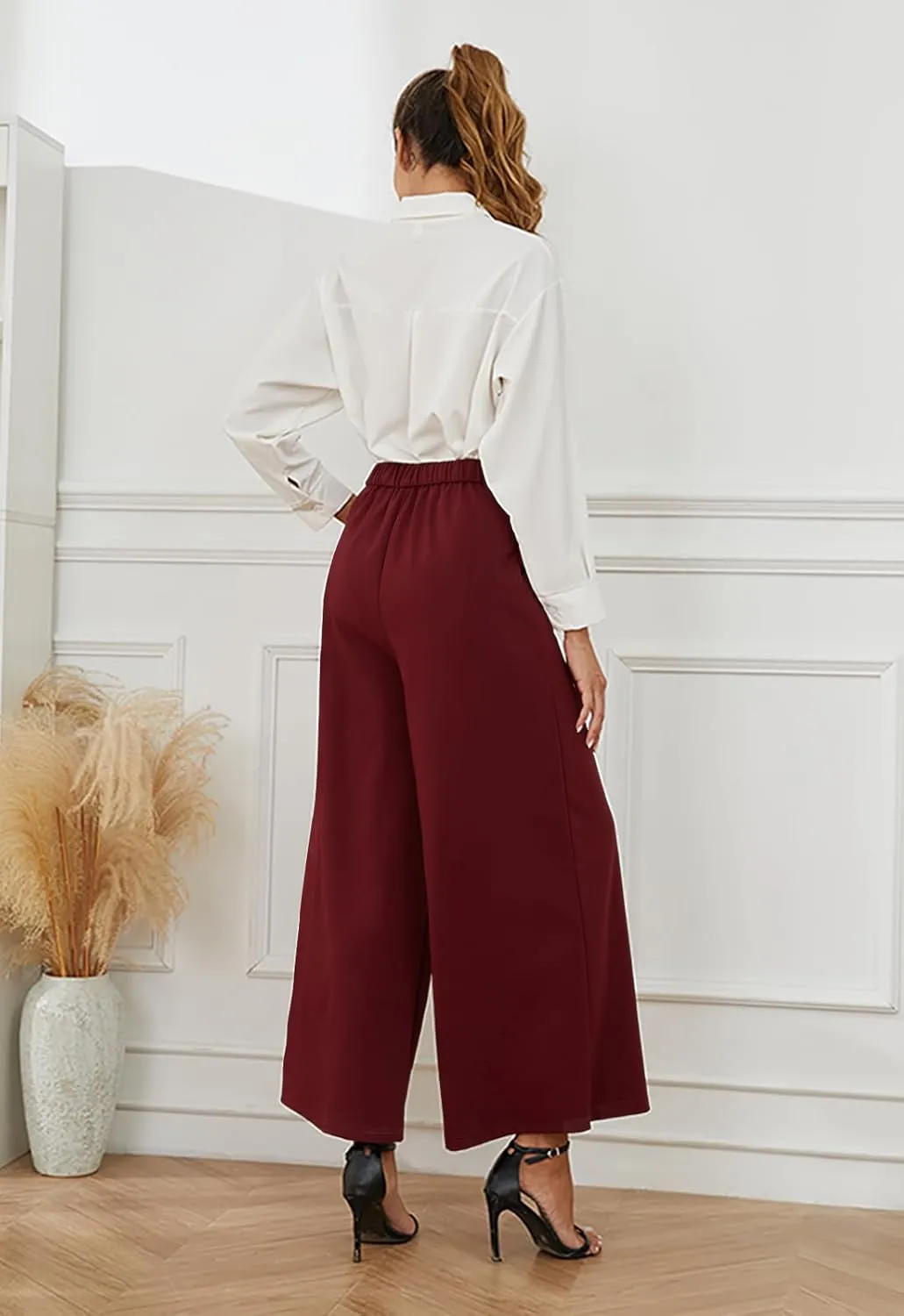 High Waisted Palazzo Pants for Women Dressy Wide Leg Work Pants Casual Trousers