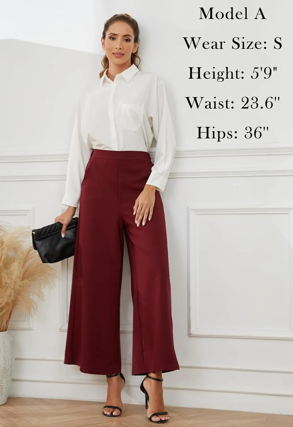 High Waisted Palazzo Pants for Women Dressy Wide Leg Work Pants Casual Trousers