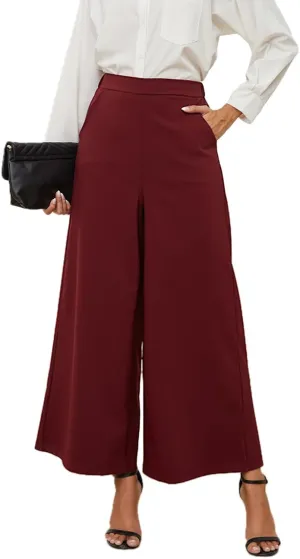 High Waisted Palazzo Pants for Women Dressy Wide Leg Work Pants Casual Trousers