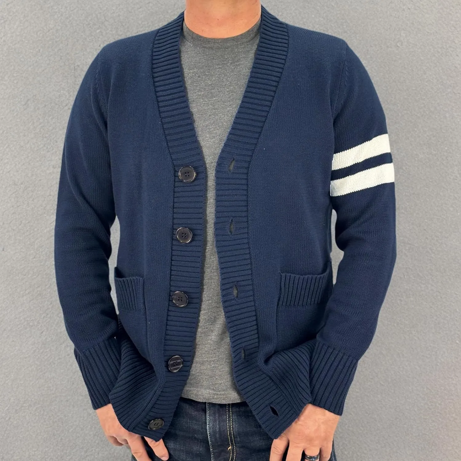 Hip Hop 50's Shop - Mens 1950s Letterman Cardigan Sweater