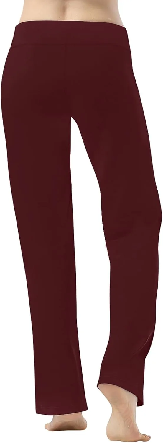 HISKYWIN Inner Pocket Yoga Pants 4 Way Stretch Tummy Control Workout Running Pants, Long Bootleg Flare Pants