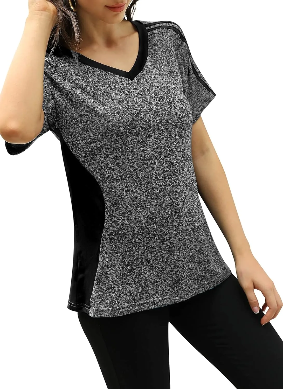 HOCOSIT Women's Workout Shirts Fast Dry Active Wear Yoga Top Sweat Wcking Clothes