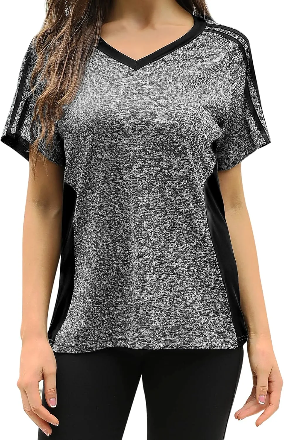 HOCOSIT Women's Workout Shirts Fast Dry Active Wear Yoga Top Sweat Wcking Clothes