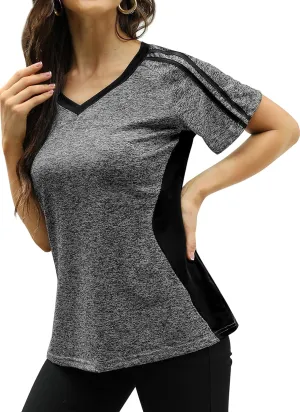 HOCOSIT Women's Workout Shirts Fast Dry Active Wear Yoga Top Sweat Wcking Clothes