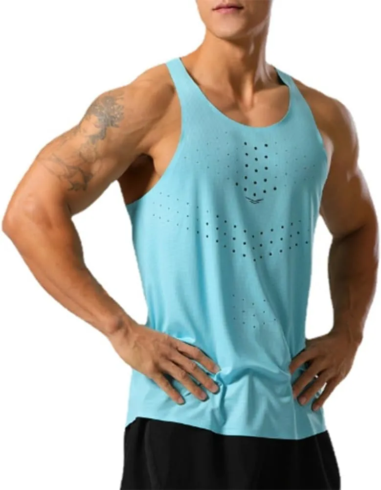 HSQSMWJ Mens Workout Sleeveless Tank Top Breathable Quick Dry Gym Bodybuilding Athletic