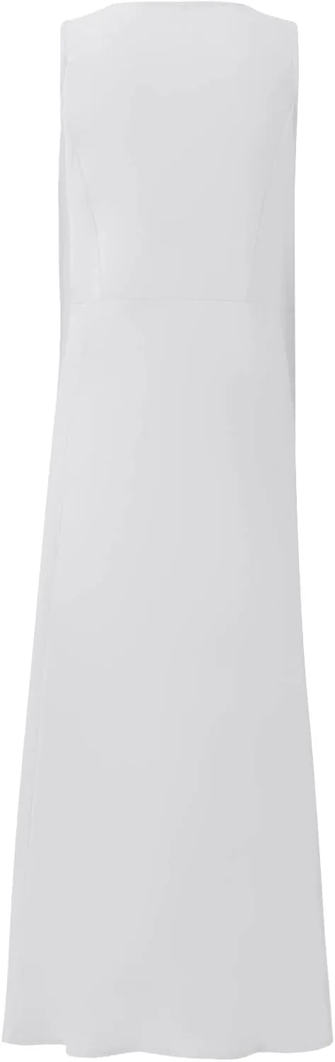 HXHYQKP Dress for Women 2024 Summer Tank Dress Sleeveless Loose Scoop Neck Long Flowy Beach Swing Sundress with Pocket