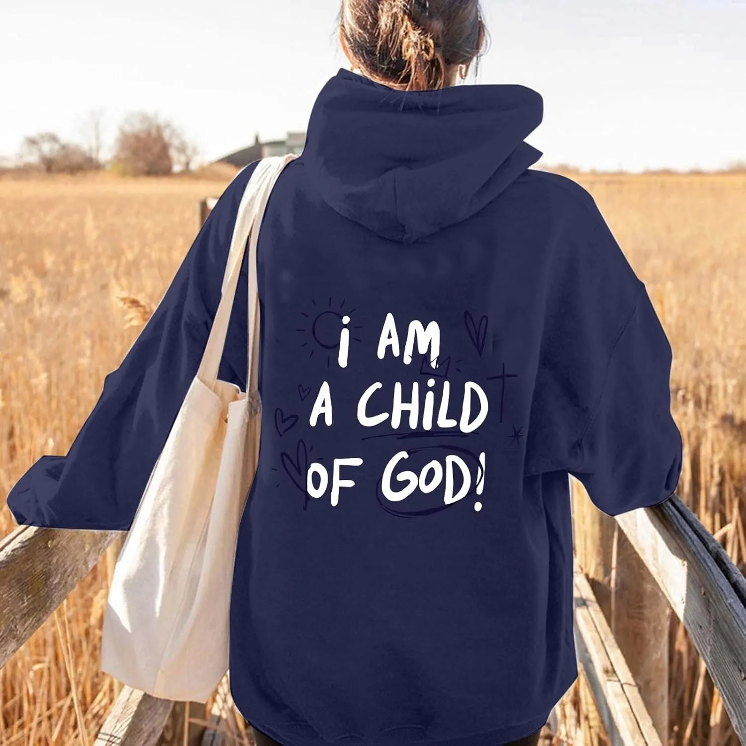 I Am A Child of God Hoodie Christian Sweatshirts for Women Faith Religious God Pullover Long Sleeve Tops with Pocket
