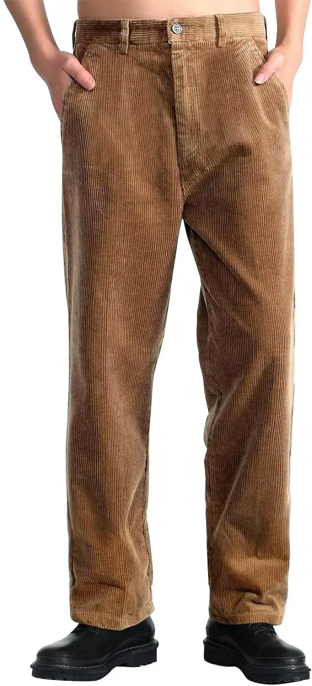 IDEALSANXUN Mens Corduroy Pants Flat Front Straight Leg Casual Pants