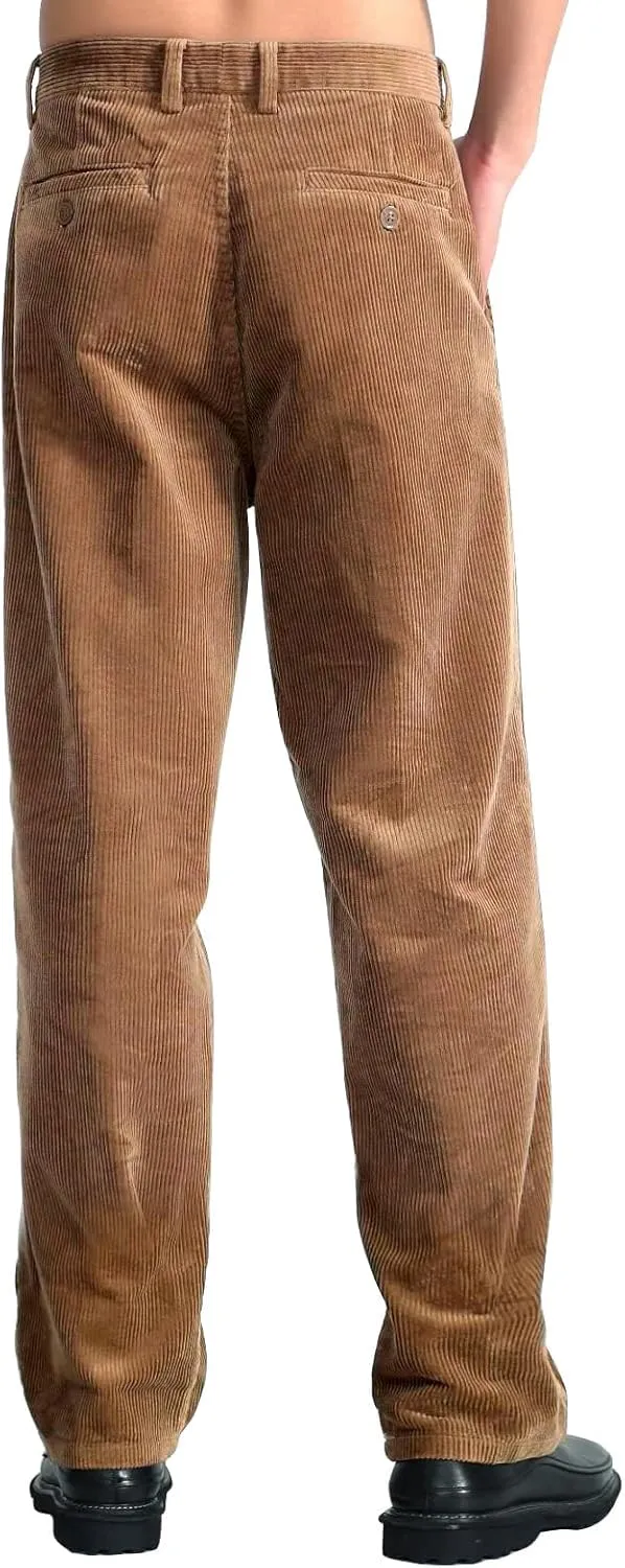 IDEALSANXUN Mens Corduroy Pants Flat Front Straight Leg Casual Pants