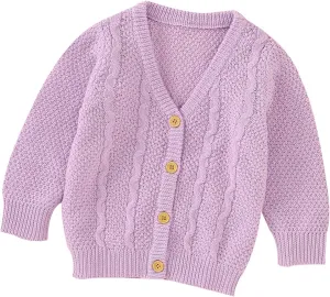 Infant Baby Boy Girl Long Sleeve Knitted Sweater Button Cardigan Coat Twist Knitwear Jacket Winter Warm Clothes