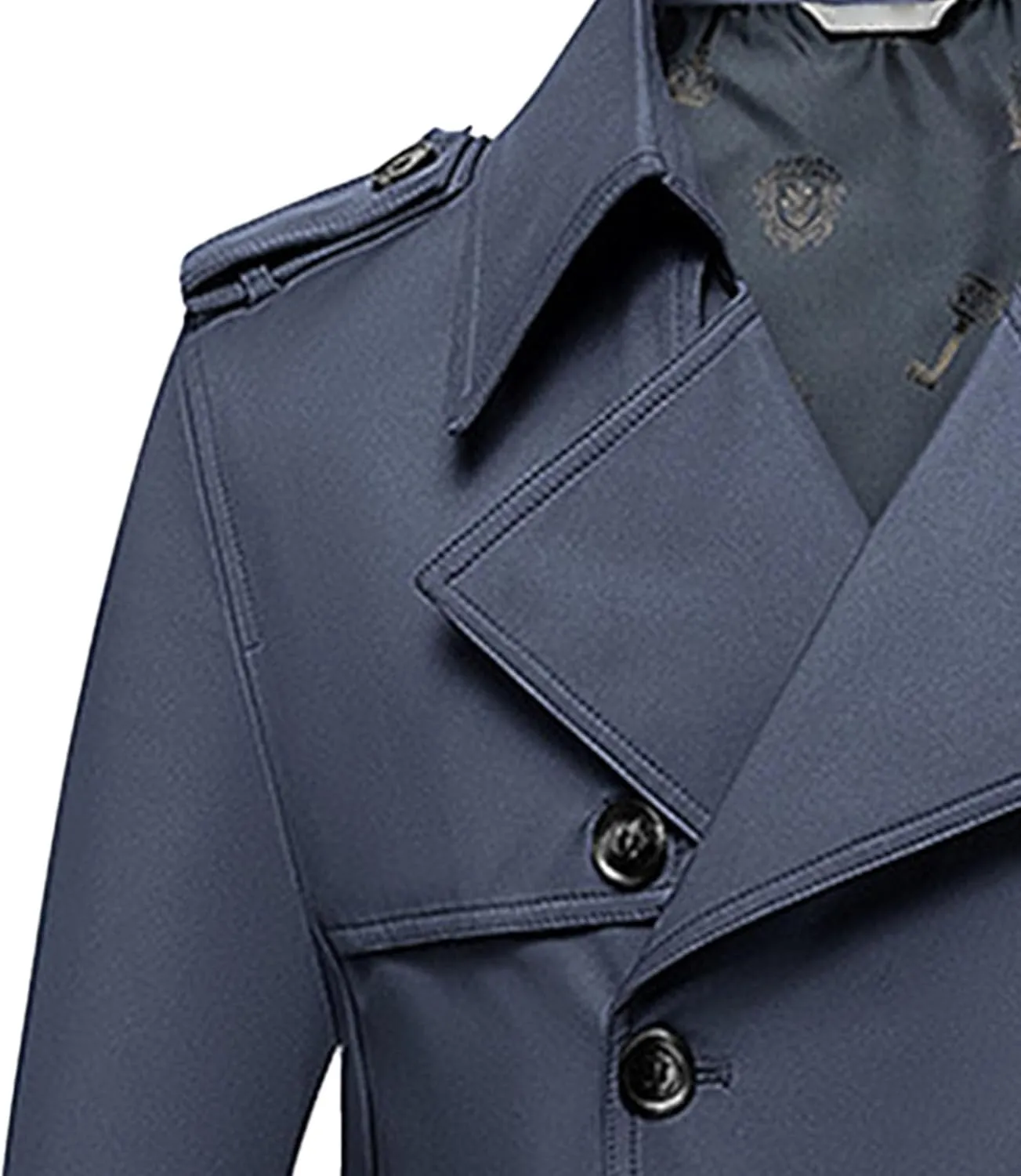 JEKE-DG Men's Double Breasted Trenchcoat Slim Fit Mid Long Trench Coat Winter Warm Long Windbreaker with Belt