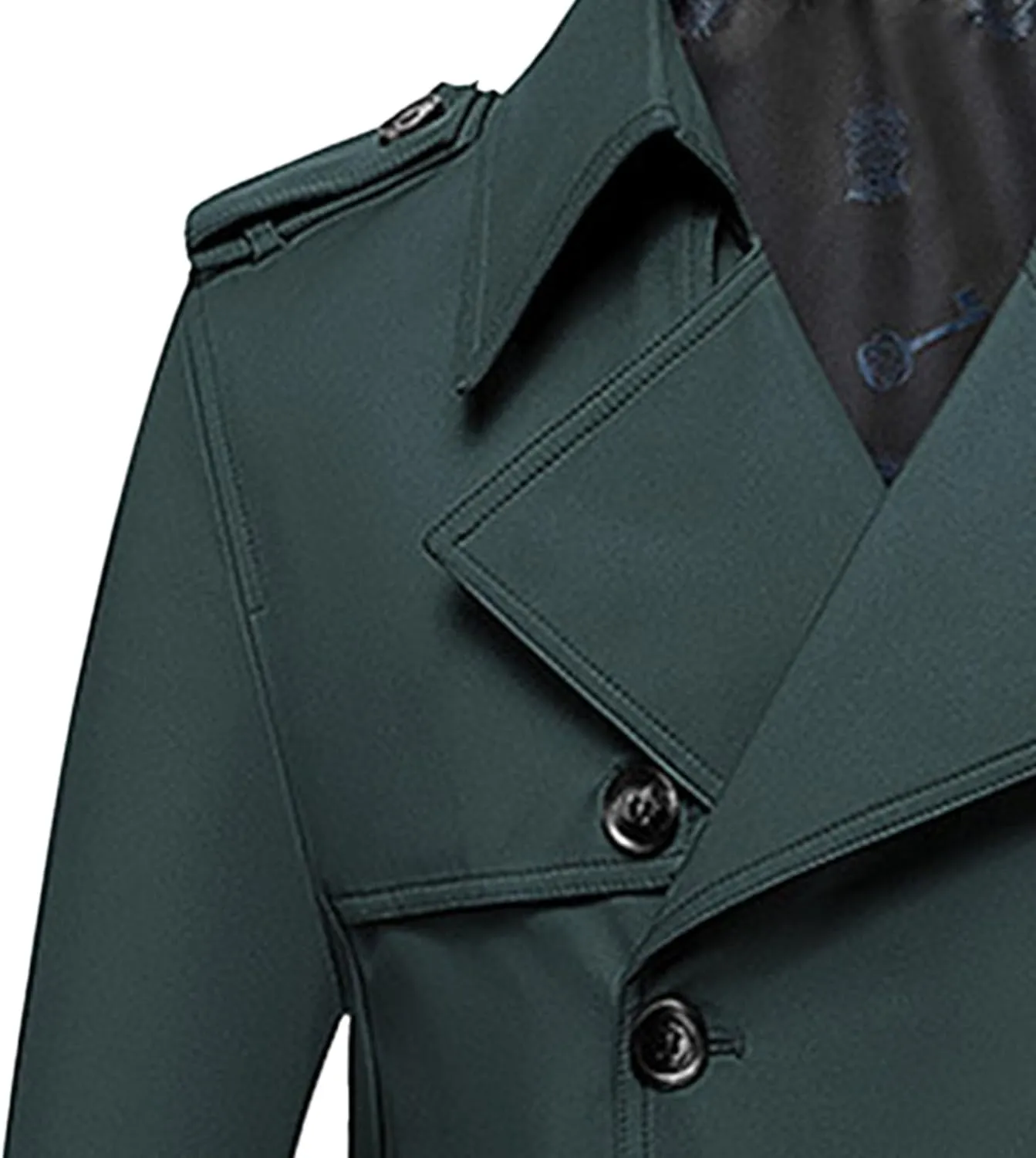 JEKE-DG Men's Double Breasted Trenchcoat Slim Fit Mid Long Trench Coat Winter Warm Long Windbreaker with Belt