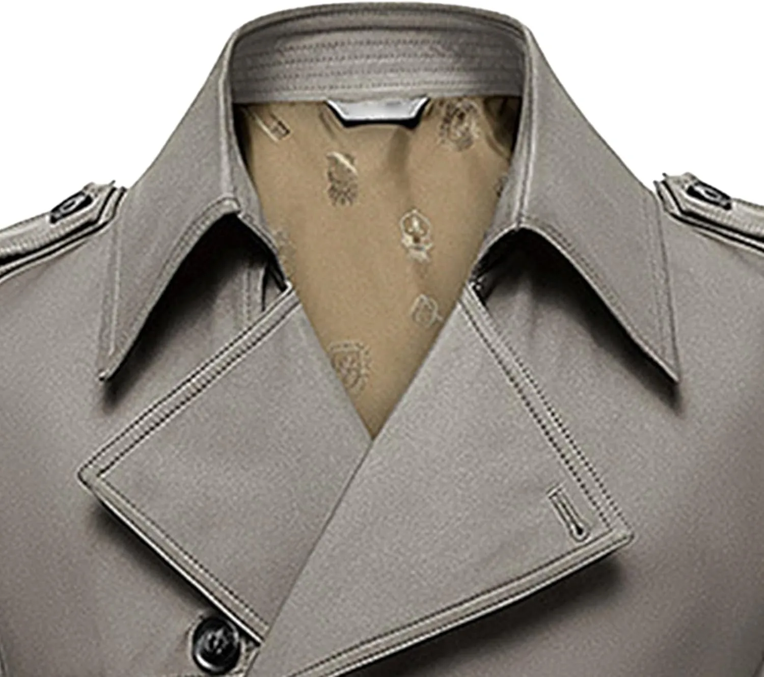 JEKE-DG Men's Double Breasted Trenchcoat Slim Fit Mid Long Trench Coat Winter Warm Long Windbreaker with Belt