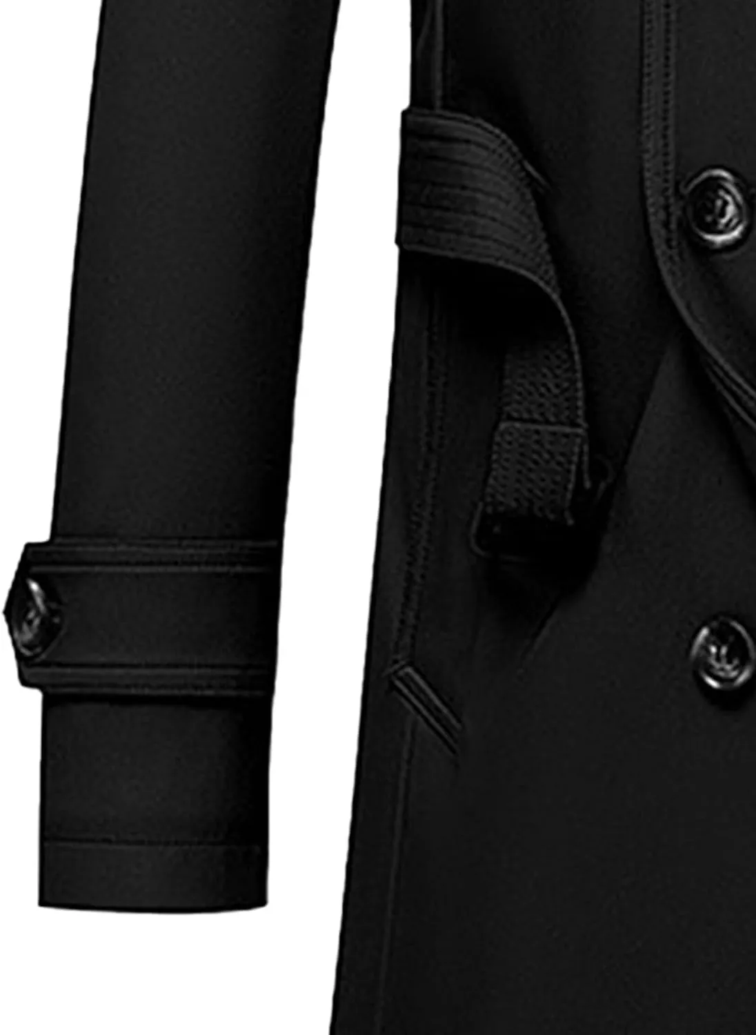 JEKE-DG Men's Double Breasted Trenchcoat Slim Fit Mid Long Trench Coat Winter Warm Long Windbreaker with Belt