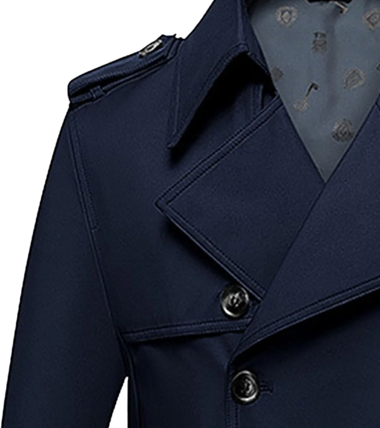 JEKE-DG Men's Double Breasted Trenchcoat Slim Fit Mid Long Trench Coat Winter Warm Long Windbreaker with Belt