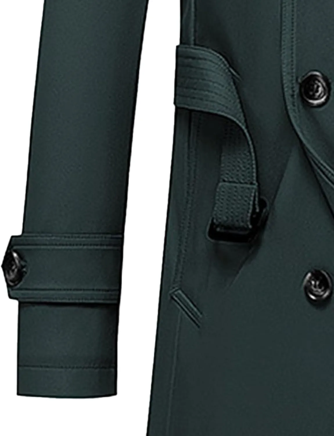 JEKE-DG Men's Double Breasted Trenchcoat Slim Fit Mid Long Trench Coat Winter Warm Long Windbreaker with Belt