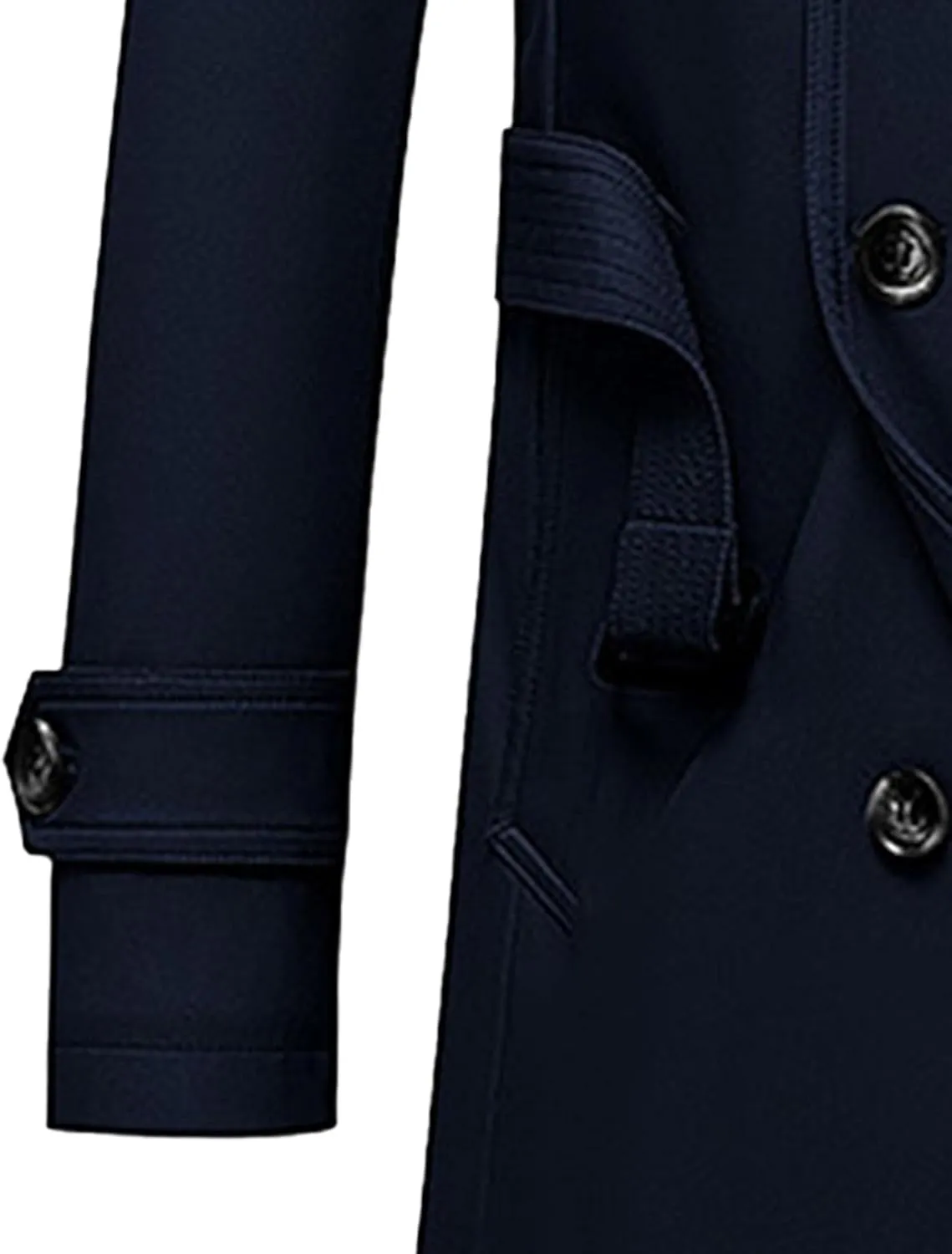 JEKE-DG Men's Double Breasted Trenchcoat Slim Fit Mid Long Trench Coat Winter Warm Long Windbreaker with Belt
