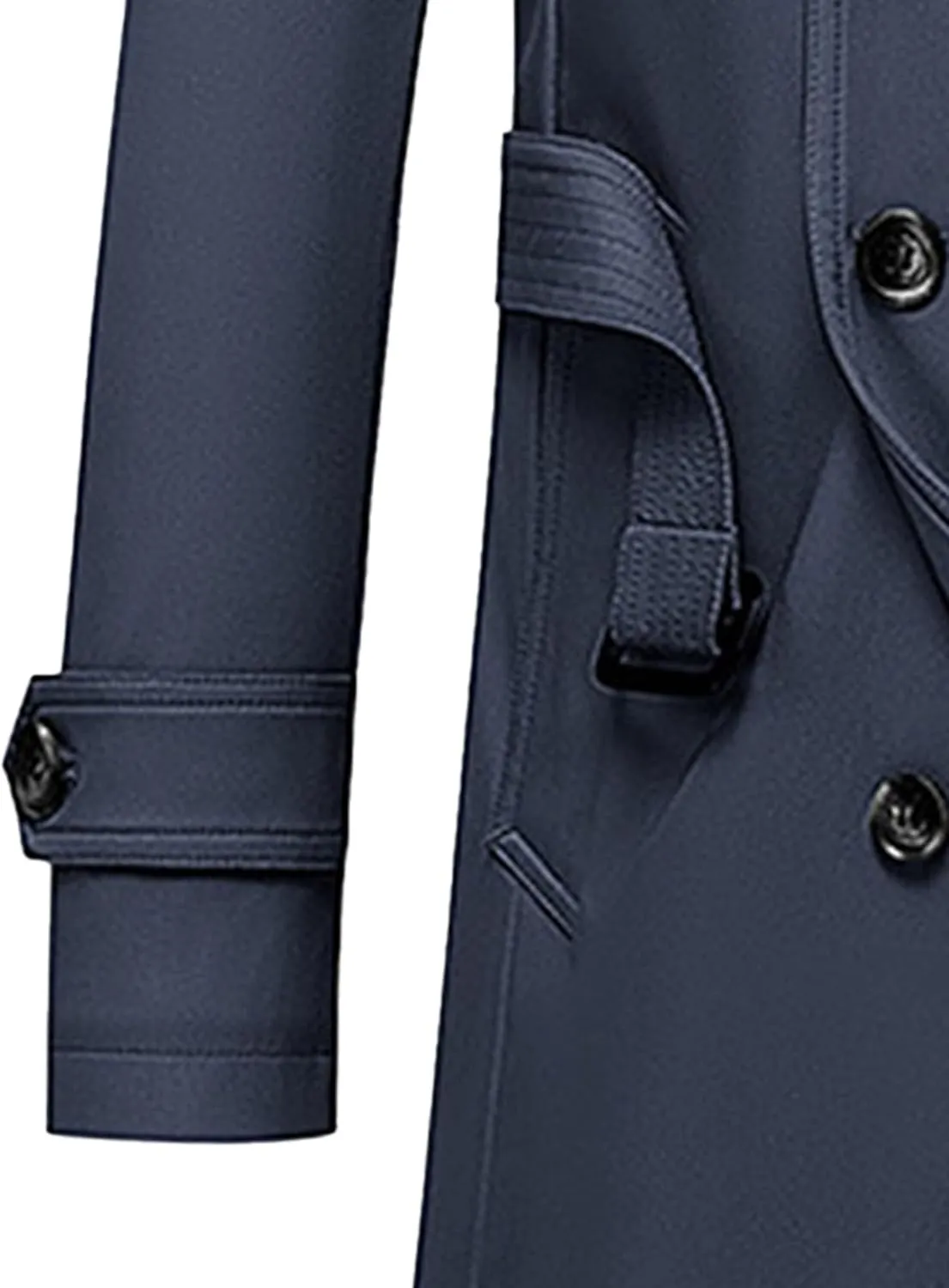 JEKE-DG Men's Double Breasted Trenchcoat Slim Fit Mid Long Trench Coat Winter Warm Long Windbreaker with Belt