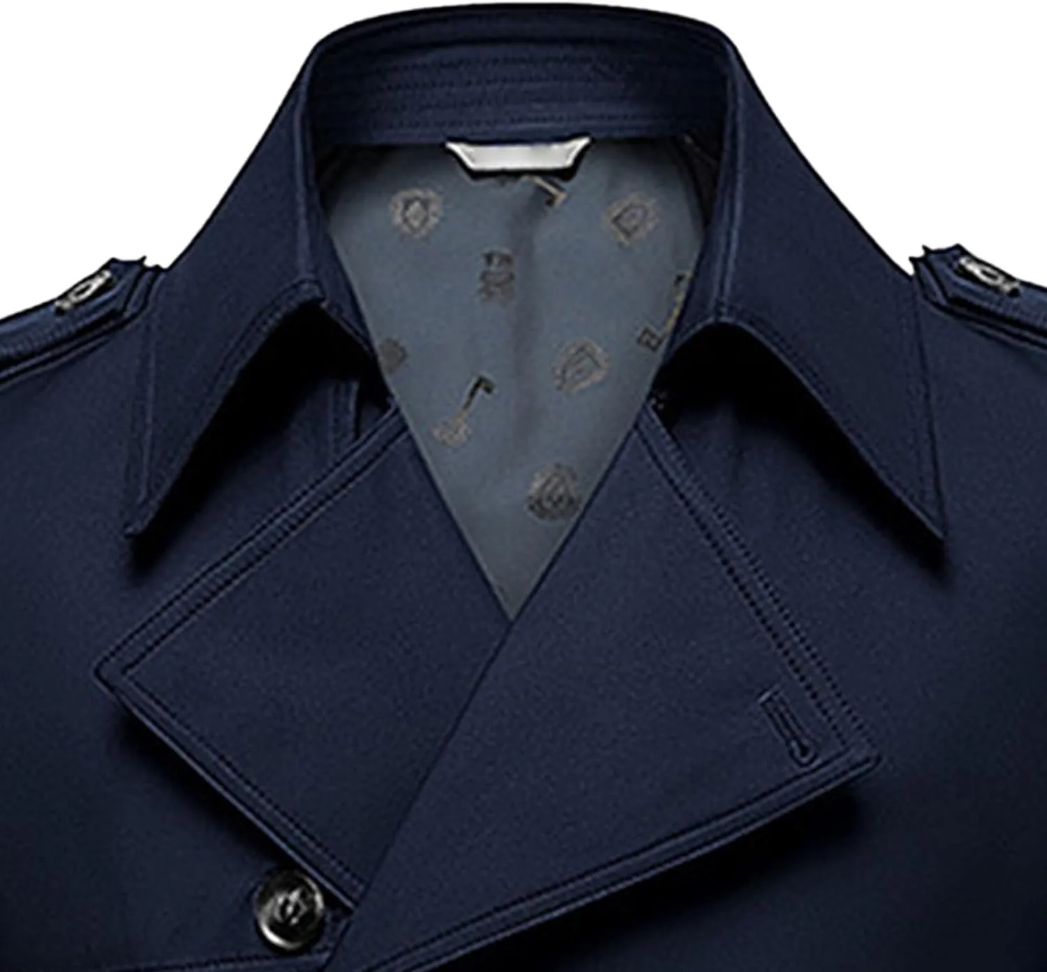 JEKE-DG Men's Double Breasted Trenchcoat Slim Fit Mid Long Trench Coat Winter Warm Long Windbreaker with Belt