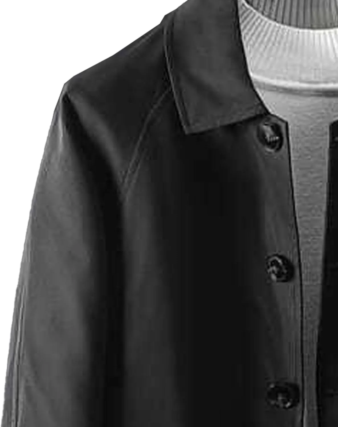 JEKE-DG Mens Single-Breasted Trench Coat Casual Lapel Lightweight Windproof Coat Long Loose Pea Overcoat