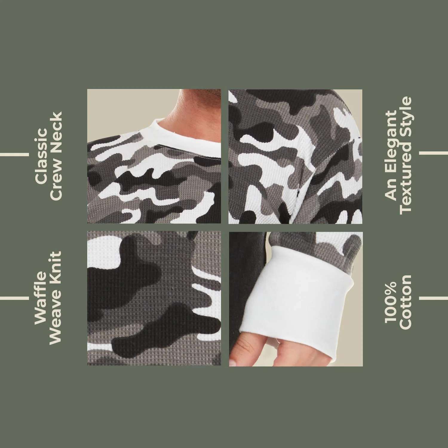 JMR Mens Heavyweight Waffle Thermal Shirt - 100% Cotton Long Sleeve - Wear as Base Layer or Standalone - Warm & Breathable