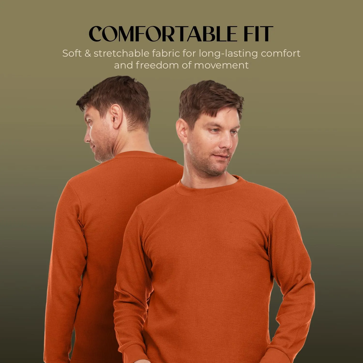 JMR Mens Heavyweight Waffle Thermal Shirt - 100% Cotton Long Sleeve - Wear as Base Layer or Standalone - Warm & Breathable