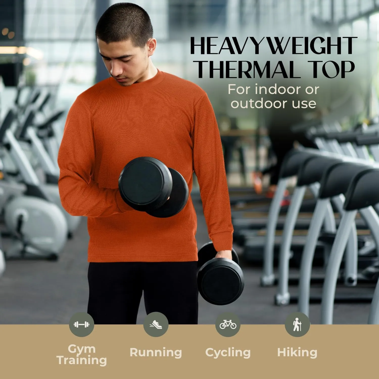 JMR Mens Heavyweight Waffle Thermal Shirt - 100% Cotton Long Sleeve - Wear as Base Layer or Standalone - Warm & Breathable