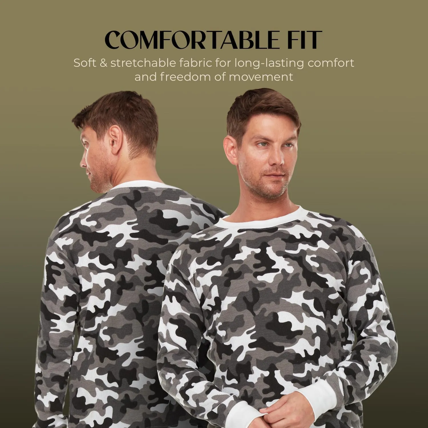 JMR Mens Heavyweight Waffle Thermal Shirt - 100% Cotton Long Sleeve - Wear as Base Layer or Standalone - Warm & Breathable