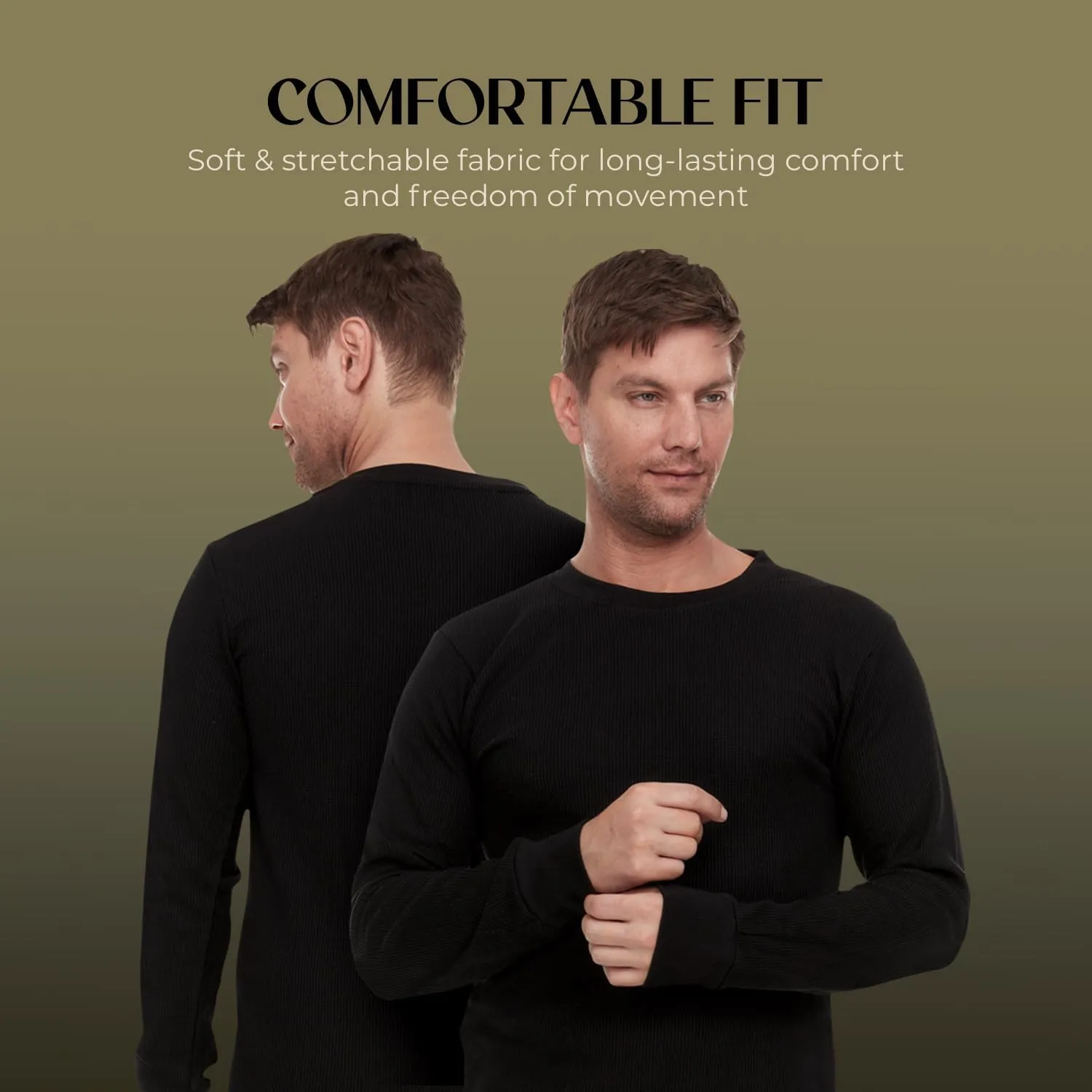 JMR Mens Heavyweight Waffle Thermal Shirt - 100% Cotton Long Sleeve - Wear as Base Layer or Standalone - Warm & Breathable