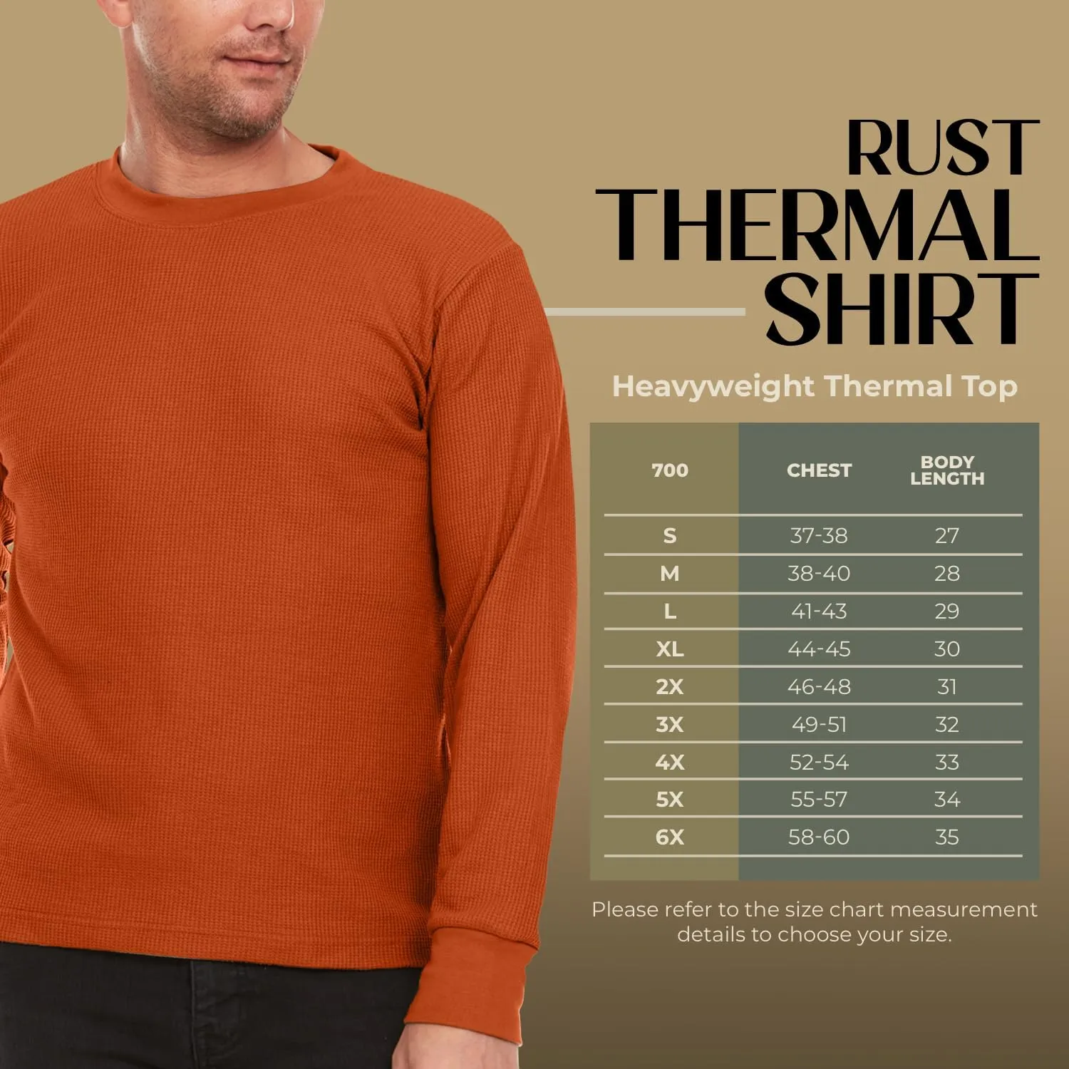 JMR Mens Heavyweight Waffle Thermal Shirt - 100% Cotton Long Sleeve - Wear as Base Layer or Standalone - Warm & Breathable
