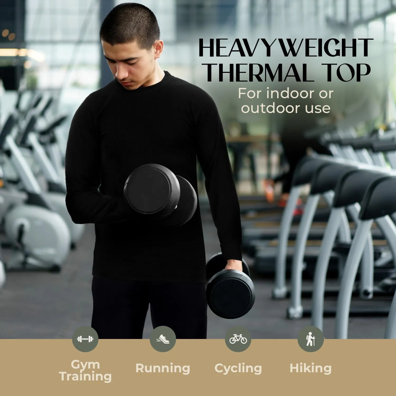JMR Mens Heavyweight Waffle Thermal Shirt - 100% Cotton Long Sleeve - Wear as Base Layer or Standalone - Warm & Breathable