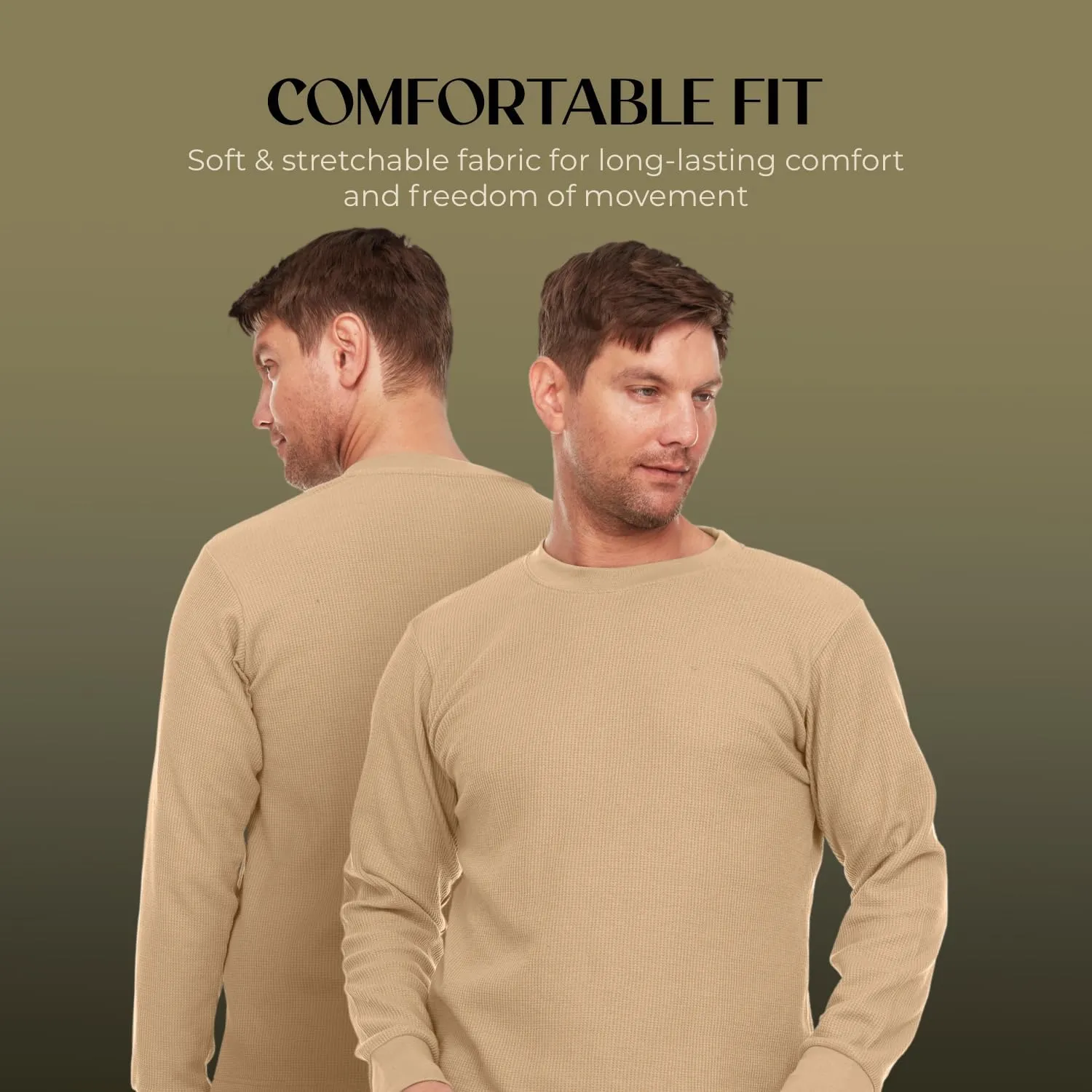 JMR Mens Heavyweight Waffle Thermal Shirt - 100% Cotton Long Sleeve - Wear as Base Layer or Standalone - Warm & Breathable