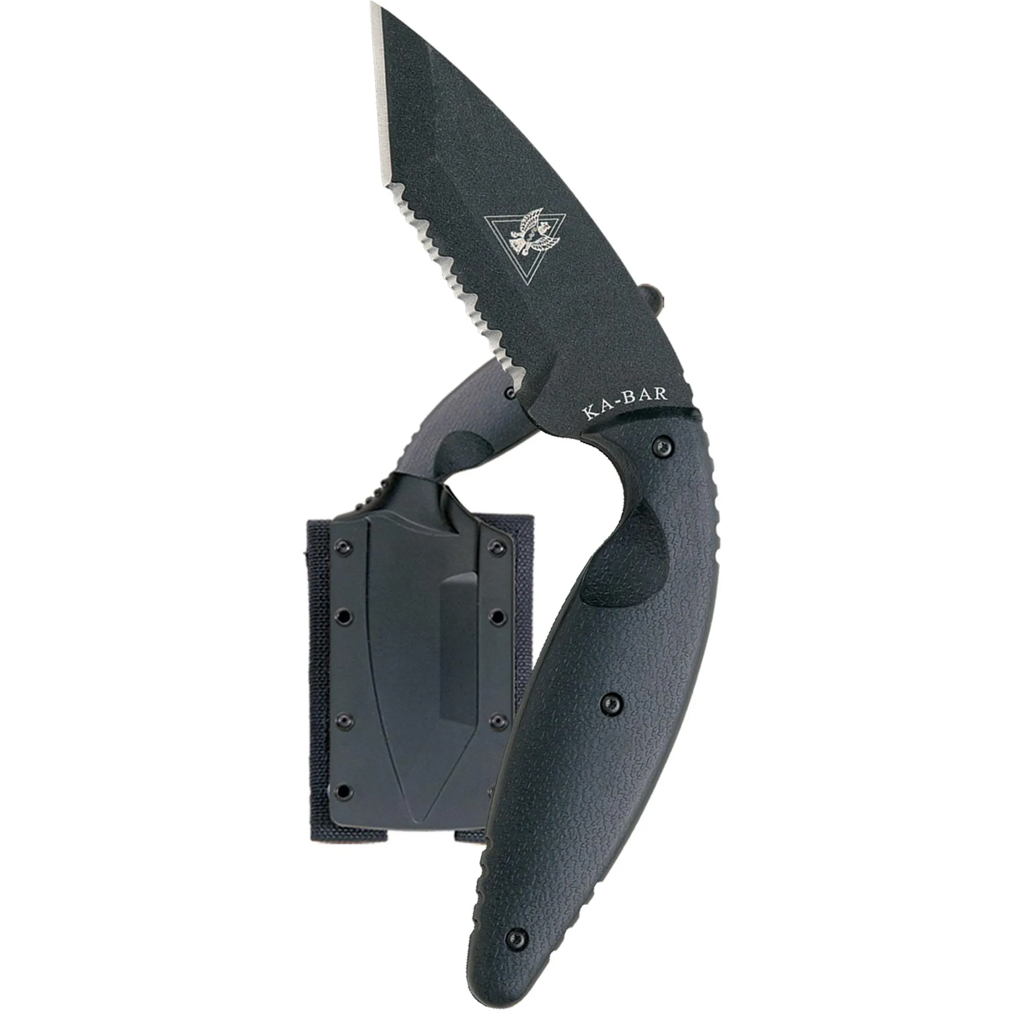 KA-BAR 3.688" Fixed Blade Large TDI Tanto Serrated Knife w/ Sheath - Black