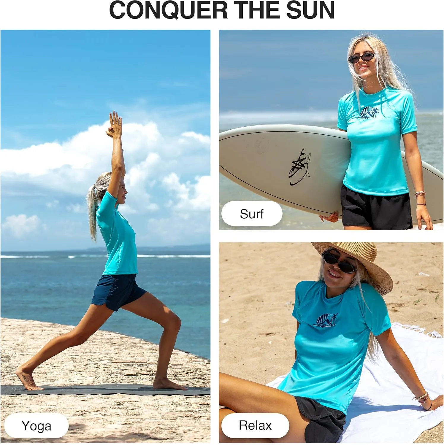 Kanu Surf Women's Breeze UPF 50 Short Sleeved Active Rashguard & Workout Top