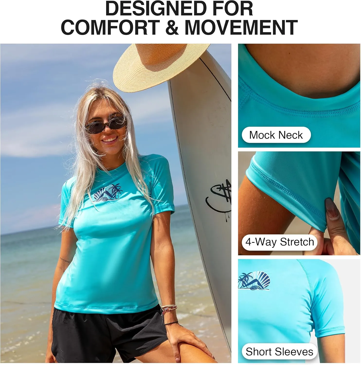 Kanu Surf Women's Breeze UPF 50 Short Sleeved Active Rashguard & Workout Top