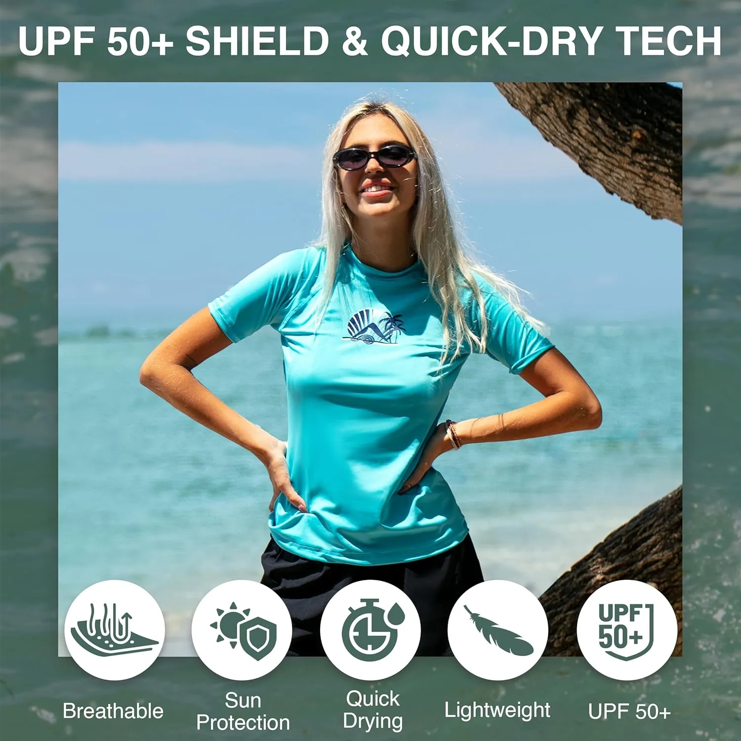 Kanu Surf Women's Breeze UPF 50 Short Sleeved Active Rashguard & Workout Top