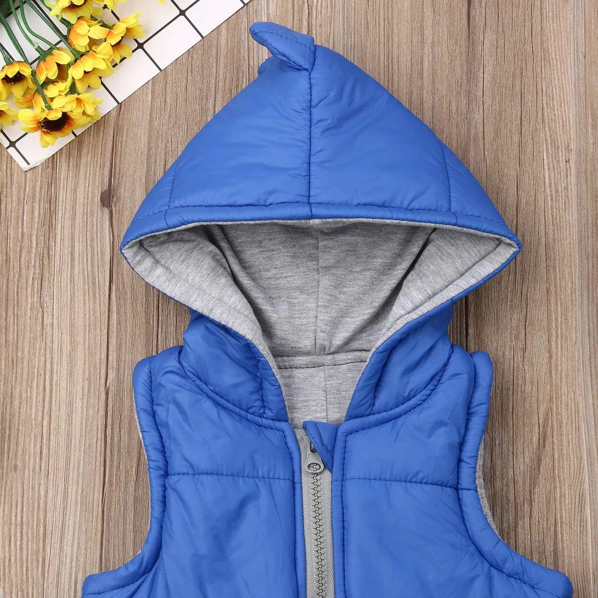 Kids Baby Boys Girls Dinosaur Hoodie Jacket Zipper Up Cotton Padded Hooded Coat Outwear