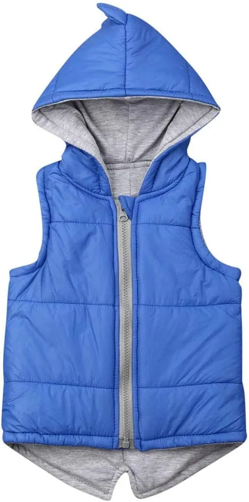 Kids Baby Boys Girls Dinosaur Hoodie Jacket Zipper Up Cotton Padded Hooded Coat Outwear