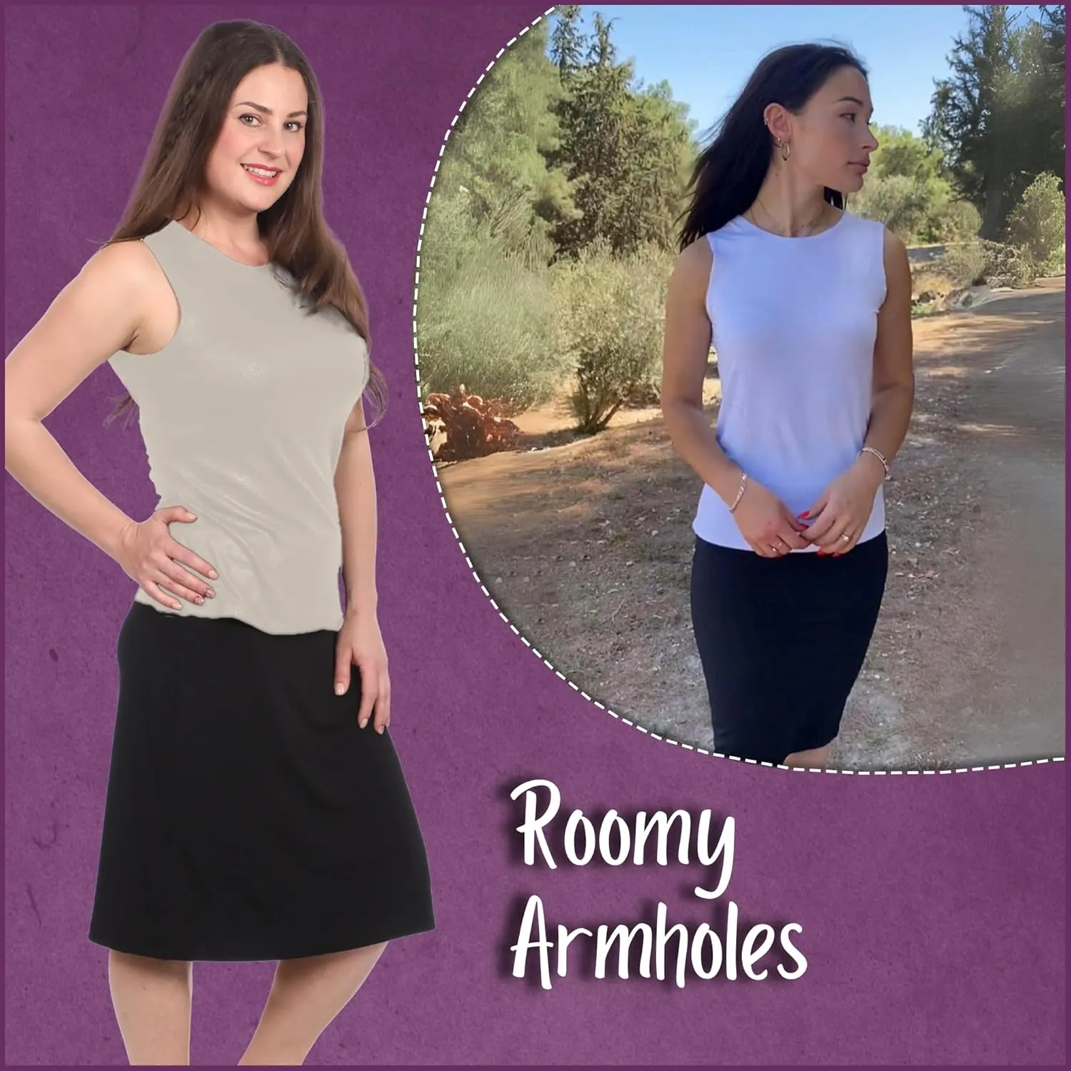 Kosher Casual Modest High Neck Tank Top for Women Full-Shoulder Sleeveless Shell