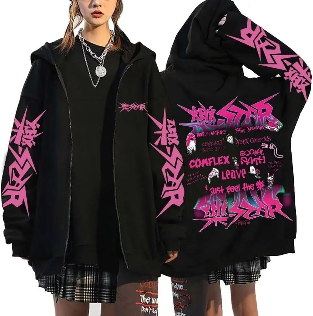 Kpop Stray Kids Album STAR Hoodie Jacket Felix Hyunjin Bangchan Lee Know Zippered Sweatershirts Jacket