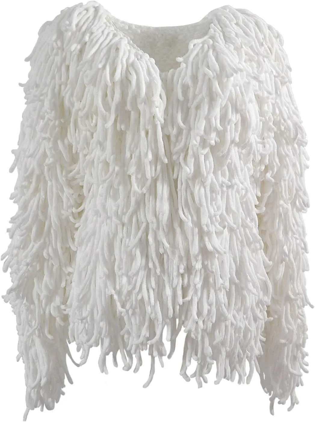Ladies' Fashion Trendy Fringed Sweater Jacket Hollow Solid Color Cardigan Casual Top Down Coat