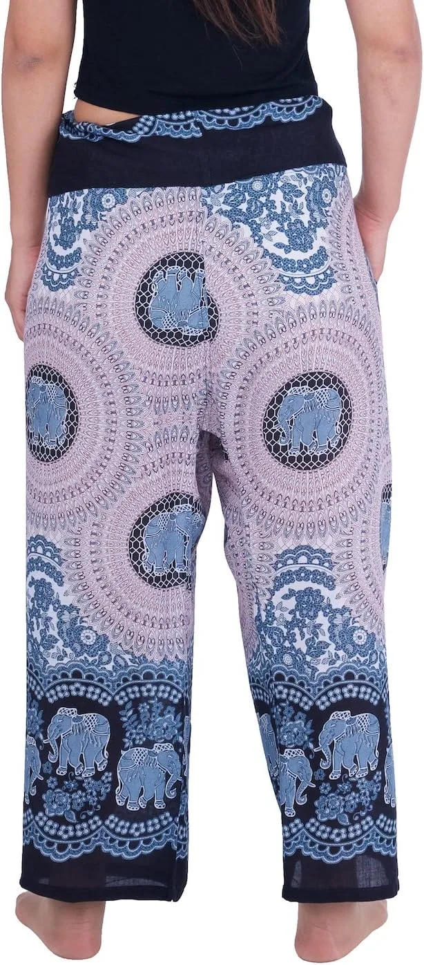 Lannaclothesdesign Women's Thai Fisherman Pants Yoga Trousers Wide Legs Pants
