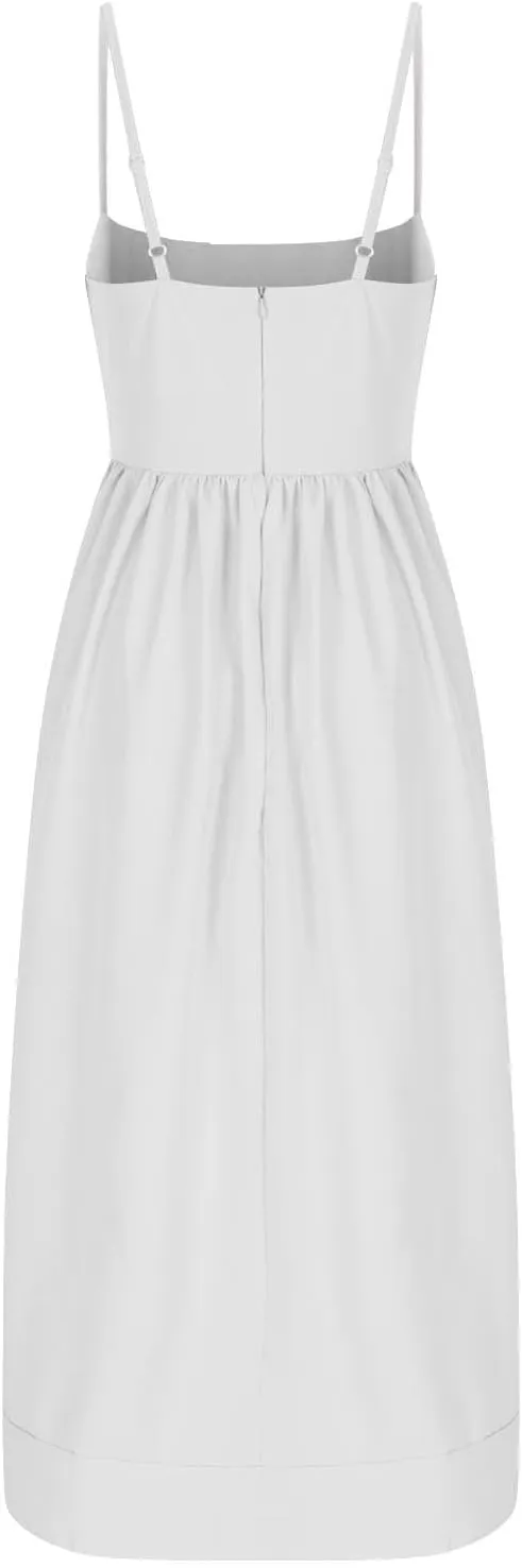 Lastesso Dresses for Women 2024 Casual Spaghetti Strap Flowy Beach Long Dress Loose Fitted Tiered Beach Party Sundresses
