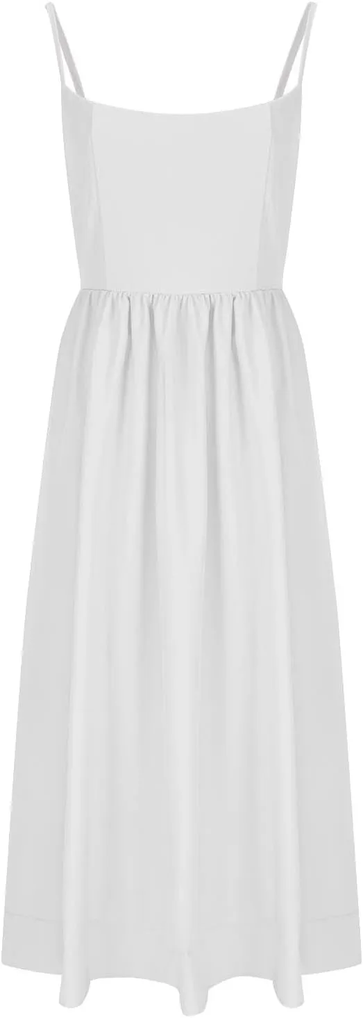Lastesso Dresses for Women 2024 Casual Spaghetti Strap Flowy Beach Long Dress Loose Fitted Tiered Beach Party Sundresses