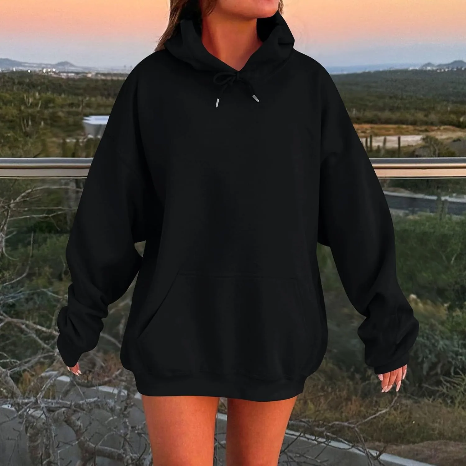 lcyhony Womens Fleece Oversized Hoodies Y2k Fashion Cute Sweatshirts Casual Loose Long Comfrt Hoodies Pullover with Pockets