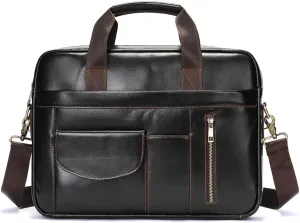 Leather Briefcase for Men Briefcase Bag Portable Top Layer Cowhide Computer Business Bags