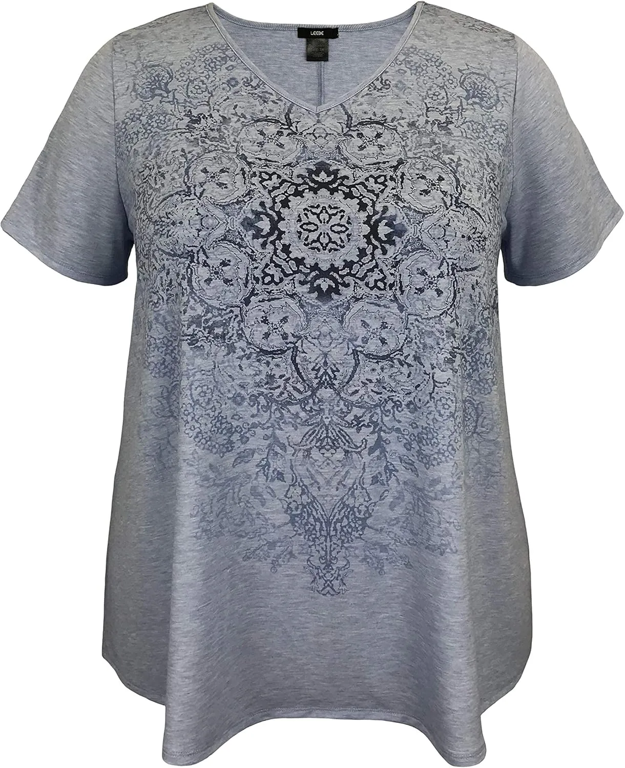 LEEBE Women and Plus Size Short Sleeve Printed Swing Tunic Top (Small-5X)