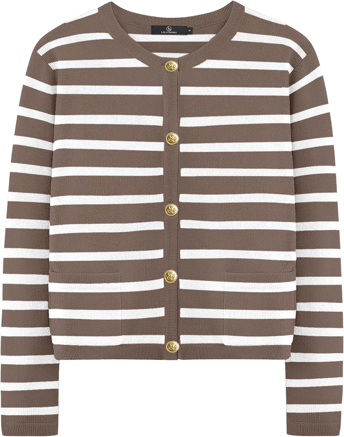LILLUSORY Women Striped Cardigan Sweaters 2025 Fall Outfit Cloth Fashion Trendy Casual Long Sleeve Tops