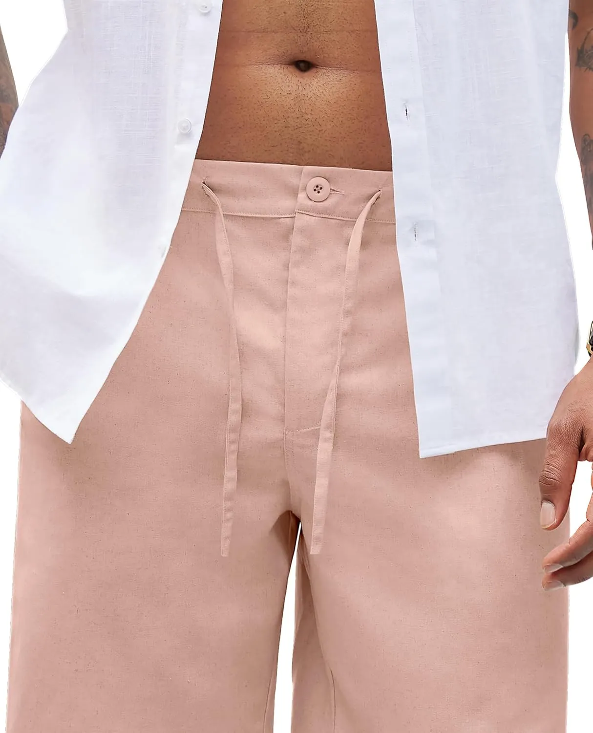 Linen Pants for Men - Casual Wide Leg Beach & Lounge Pants with Pockets
