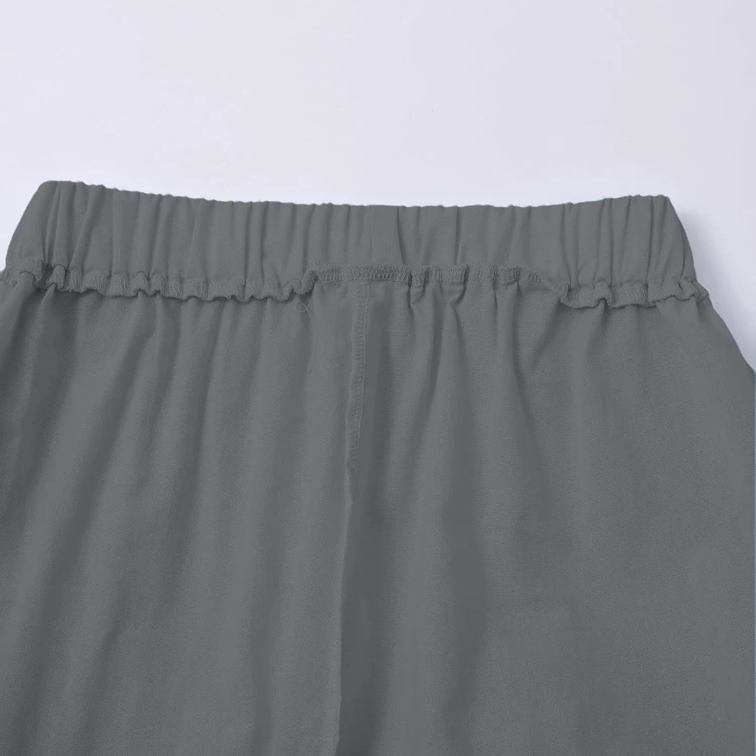Linen Pants for Women Cotton Casual Elastic Waist Drawstring Straight Wide Leg Plus Size Capri Pant with Pockets 2025